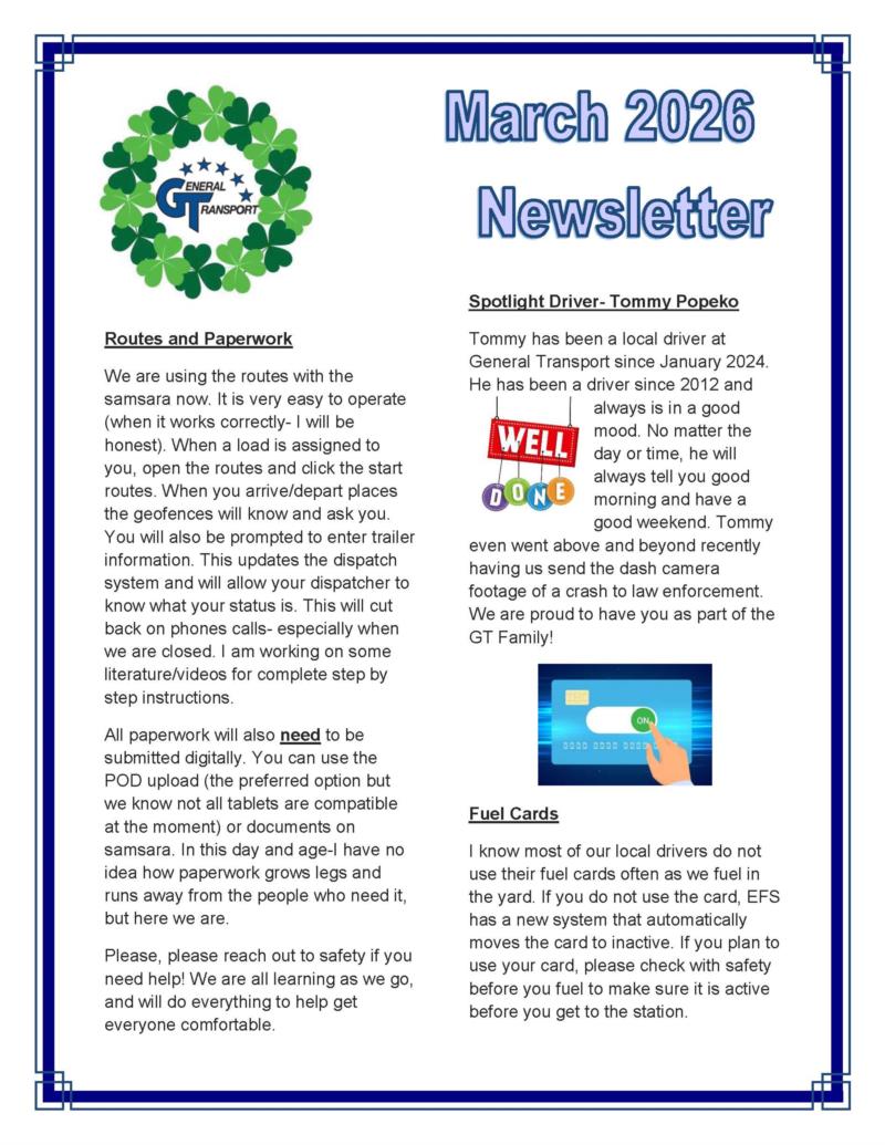 General Transport March 2026 Newsletter